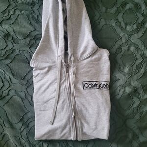 Calvin Klein Gray Sleeveless Zip-Up Hoodie